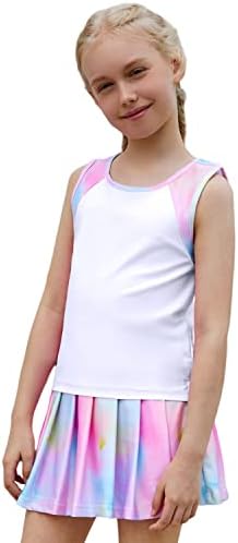 Modafans Girls Tennis Golf Dress Athletic Roupet Kids Trey Tye Top Top e Skorts Stand Skury com shorts