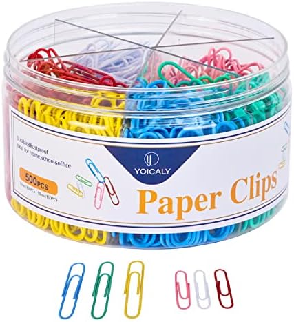 500 clipes de papel tamanhos variados, clipes de papel pequenos e jumbo, clipes de papel revestidos à prova de ferrugem, clipes de