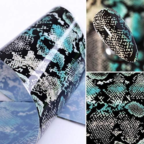 20 PCs Snake Decals de unhas Decoração de unhas Decoração de cobra Design de impressão de pele Folhas de unhas holográficas folhas de céu estrelado