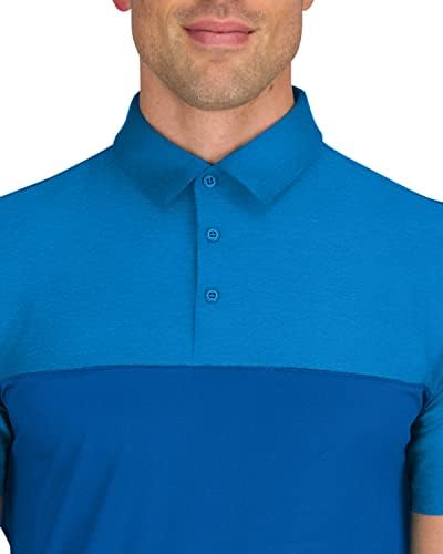 Polo de golfe em colorblock moderno de dois tons de masculino - tecido esticado de 4 vias de ajuste seco. Wicking de umidade, tecnologia