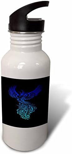 3drose Rising from the Ashes Artistic Phoenix Aqua Blue ombre em preto - garrafas de água