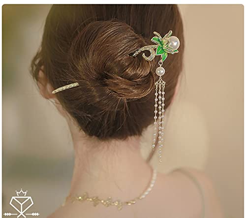 Flower Pearl Stick Hair Chinese Chaholeds Vintage Tassel Hair Pin Chignon Postesticks Cabelo de cabelo Fazendo acessórios para