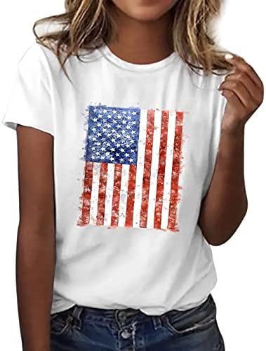 4 de julho camisetas camisetas para mulheres de verão manga curta o pescoço túnicos tops American Stars Stars Stripes Blouse