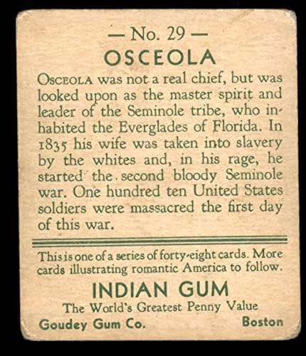 1933 Goudey Indian Gum # 29 Osceola Fair