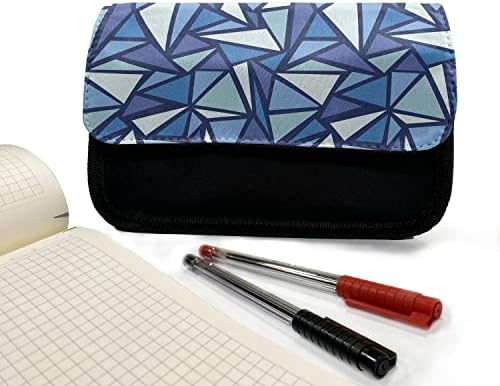 Caixa de lápis geométrica lunarável, forma triangular abstrata, bolsa de lápis de caneta com zíper duplo, 8,5 x 5,5, noturna