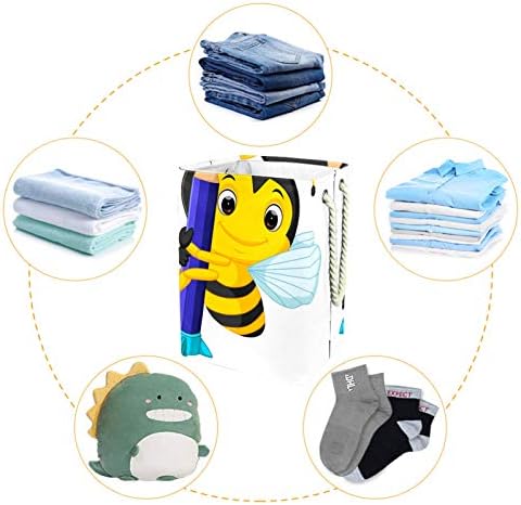 Ndkmehfoj abelha segurando lençóis cestas de lavanderia cestas de roupas sujas à prova d'água, maçaneta dobrável colorida para suportes