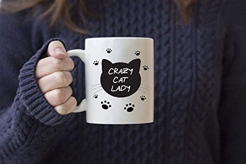 Caneca de café Crazy Cat Lady Ceramic - Caneca de café engraçada para homens e mulheres - Caneca de café novidade com Provérbios - Presente de brincadeira perfeita para amigos colegas Bost aniversário