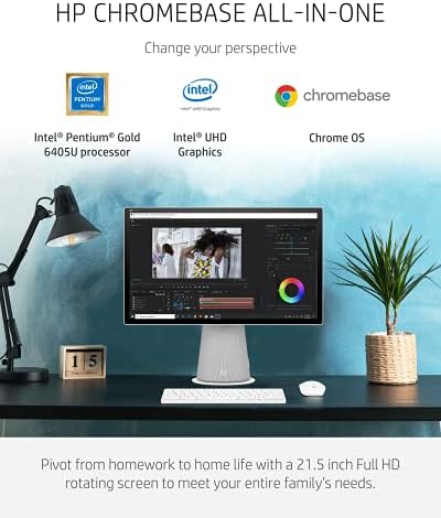HP Chromebase 21.5 Com desktop all-in-one, processador Intel Pentium Gold 6405U e Cuisinart C77SS-17p Contos de cutleria de artista
