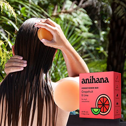 Barra de Condicionador Anihana | Toranja e limão - Condicionador de cabelo suavizante para cabelos secos, danificados e coloridos - 2,1 oz