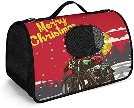 Funnic Christmas Papai Noel Papai Noel Motorcycle Carrier Putrier Puppy Small Bolsa Carregando Bola para Viagem ao Ar Livre Compras de Viagem