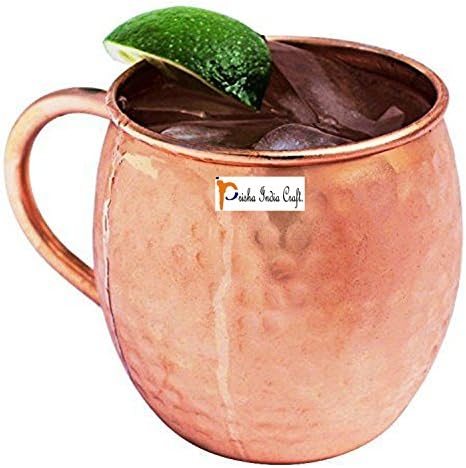 Conjunto de 12 - Caneca de cano de cobre Prisha India Craft ® martelado para Moscou Mules 520 ml / 17 oz caneca