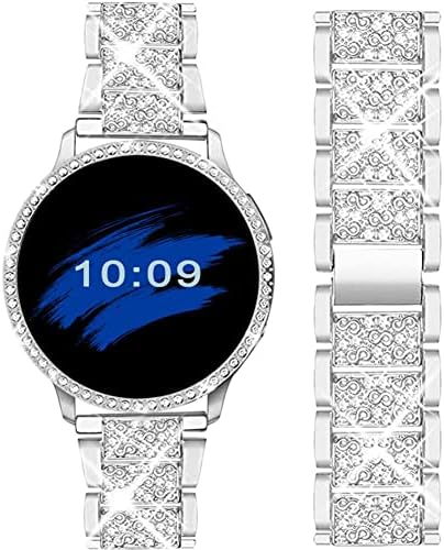 Mosonio Compatível com Samsung Galaxy Watch 5 Band 40mm 44mm/ Galaxy Watch 4 Band 40mm 44mm com capa protetora, 20mm Bling Metal