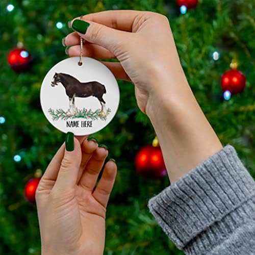 Engraçado Clydesdale Horse fofo Nome personalizado Presentes 2023 Cerâmica de árvore de Natal