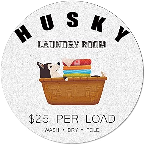 Grande tapete de área redonda para quarto de sala, tapetes de 3,3 pés para o quarto para crianças, lavanderia engraçada husky