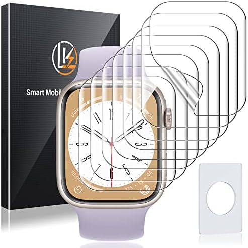Lk 8 Pack Apple Watch Series 7/8 45mm Protetor de tela Compatível para série Apple Watch 7/8 45mm, alta definição, bolhas sem bolhas, Filme TPU flexível claro