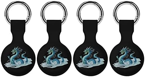 Caixa de silicone impressa em dragão chinês para ar Airtags com chaveiro de proteção contra tag tag rastreador de acessórios para