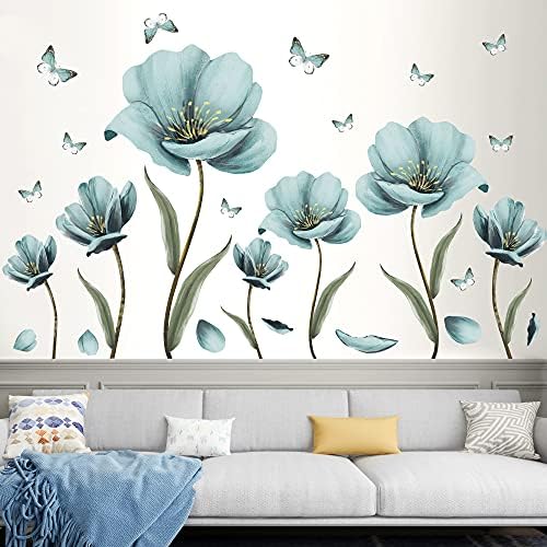 Amaonm Creative Removável 3D Berçário Decalques de parede de flor Diy Romântico Floral Butterfly Folhas Murais Murais Flores Decoração