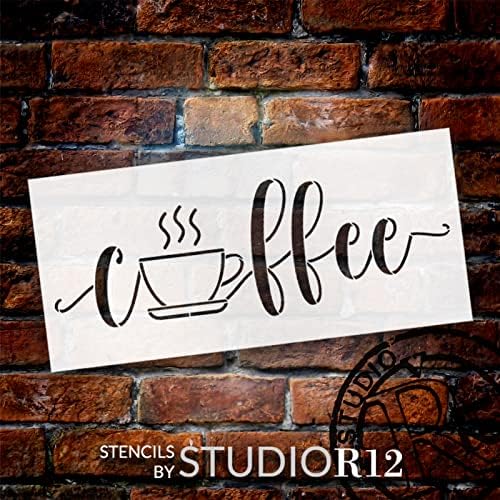 Café com copo de estêncil por Studior12 | Artesanato DIY Cozinha e café Decoração de casa | Pintar placar de madeira | Modelo