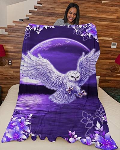 Zenladen Blanket King Size, cobertor aconchegante, a coruja sob o cobertor da lua para meninas, cobertor personalizado e cobertor