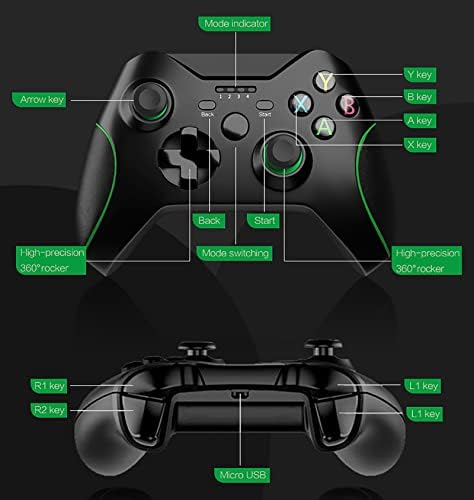 Controlador sem fio do Xbox One de fácil gake 24GHz Gamepad Joystick Game Controller compatível com Xbox One/ One S Black