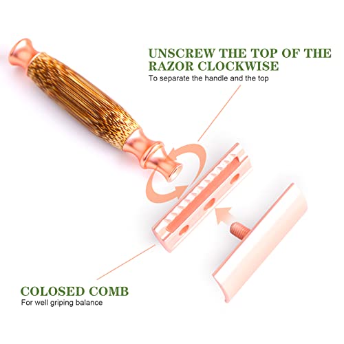 Razor de segurança de Yoseng | RAZOR DE SEGURANÇA DO DUPLA DE GOLD ROSE DUPLA PARA HOMENS OU MULHERES, ECO RAZOR