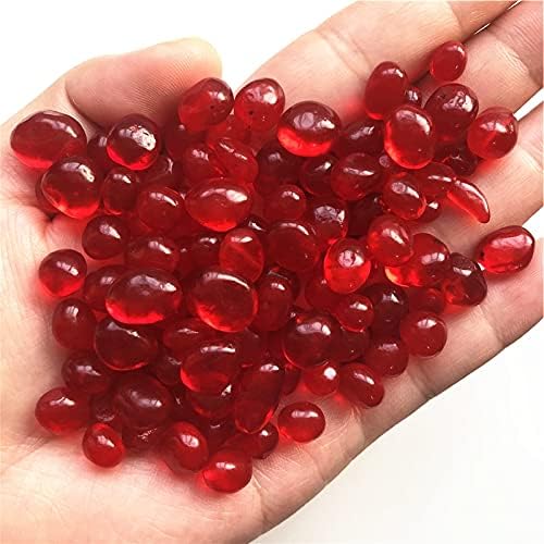 Heeqing ae216 50g 8-12mm de vidro vermelho de vidro vermelho colorido de cristal buda buda aquário tanque de peixe tanque de peixes cálculos