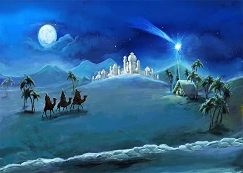 BELECO FAST PARTE 8X6FT CENA Natividade Caso -pano de Natal Estrelas Sagrada Família e Três Kings Desert Castle Casto