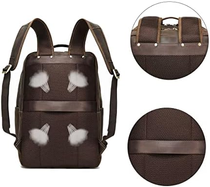 Hespary Full Grein Leather Travel Mackpack para Man Backpack Backpack Rucksack Casual Daypack Bag Fit 17,3 polegadas laptop