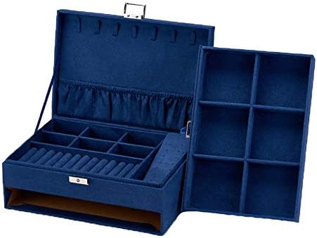 ACHNAU Caixa de camurça de duas camadas de duas camadas Caixa de armazenamento de caixa de exibição com cabides de trava Compartamento