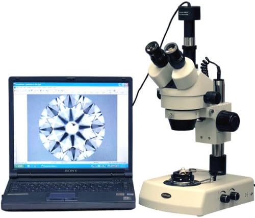 AMSCOPE SM-2TZ-DK-M Digital Profissional Trinocular Microscópio de Zoom Estéreo, oculares WH10X, ampliação de 3,5x-90x,