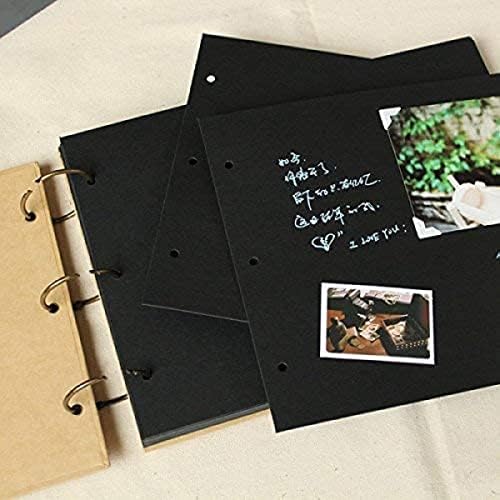 WallDaddy- Scrapbook Artesanato Livro de sucata | Álbum de fotografia de madeira | 40 Tamanho do papel de cor preta