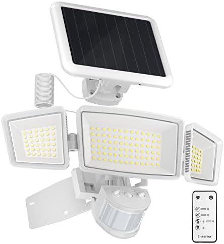 Ensenior 5 Modos de movimento Modos Luz de segurança solar, 1800lm 270 ° de largura de largura 3 Luzes de inundação LED, luzes de