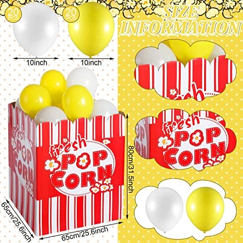 Caixa de pipoca gigante com 40 PCs Balões Stand Up 3D Pipcorn Box Cardboard Stand Up Movie Giant Pipcorn para o filme temático