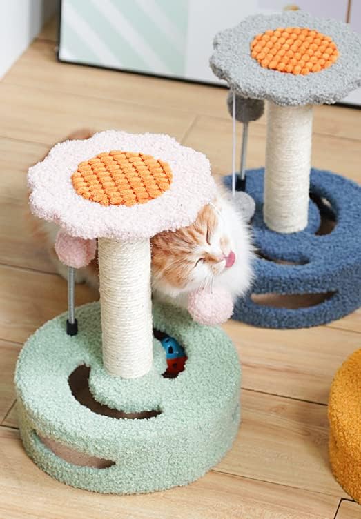 Pethse Creative Girlower Gato arranhando Post Cat Tree Frame Tower Cat Small Toy Toy Cat Scratch Board Plataforma de salto de gato Sisal Cat Scratch Coluna
