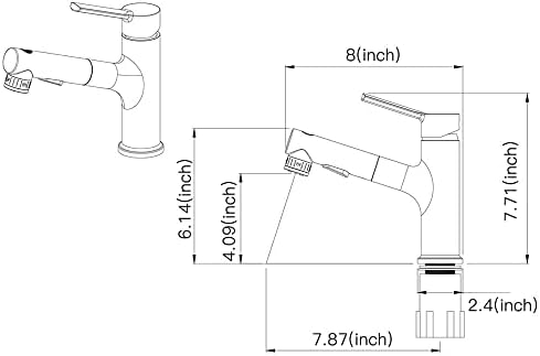 Torneira de pia do banheiro em casa Laz Torneira de banheiro de um orifício único com pulverizador de pulverizador de pulverizador