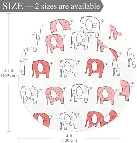 Llnsupply Kids Rug 4 pés grandes tapetes de área redonda para meninos meninos bebê - elefante