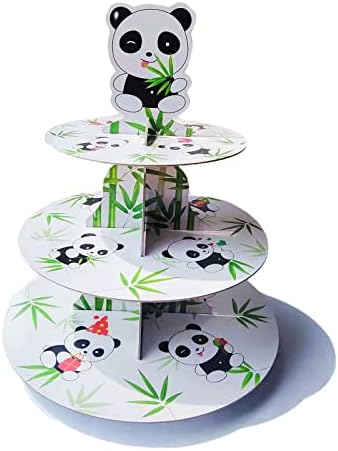 PANDA FESTIVOS PARTES, ANMEISH 3 TIER CUPCAKE DISPLAY STAND, Decors de festa do Panda Ideal para o chá de bebê de