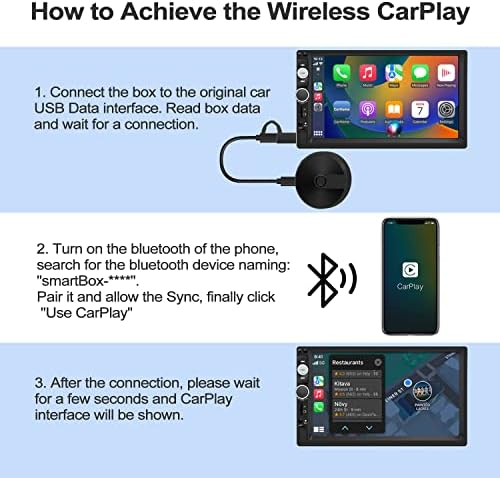 ADPATOR DE CARPLAY sem fio AONEREX 2023 DONGLE DE CARPLAY CONVERTAS CONDUTAS EM SENELY 5.8G WIFI Bluetooth 5.0 Conexão estável sem gota compatível com iPhone iOS 10+