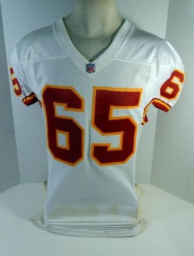 1997 Kansas City Chiefs Jeff Smith 65 Jogo emitiu White Jersey 48 DP17052 - Jerseys de Jerseys usados ​​na NFL não assinada