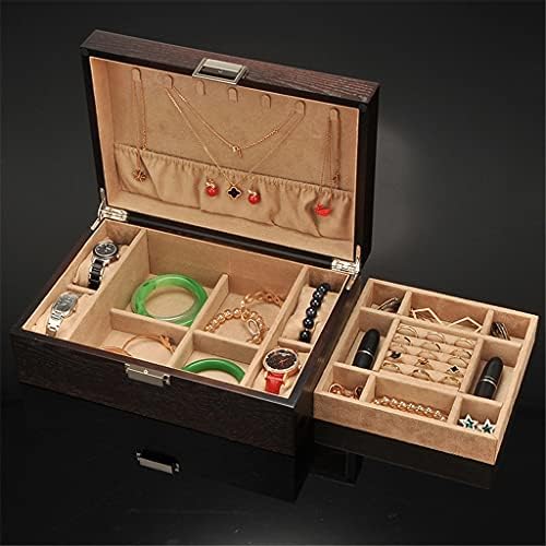 Caixa de jóias de jóias de madeira maciça HGVVNM