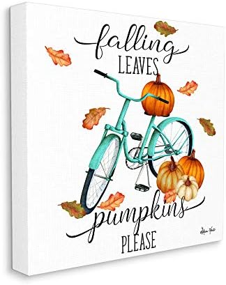 Stuell Industries Falls Folhas abóboras Autumn Bicycle, Design de Sheri Hart Canvas Wall Art, 17 x 17, branco