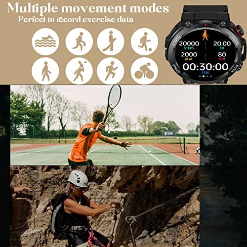 Relógio inteligente, Smartwatch Militar Smartwatch de 1,39 polegada HD Smartwatch Men's Smart com freqüência cardíaca Sono SPO2 Detecção AI Voice Outdoor Sports Watch for iOS Android