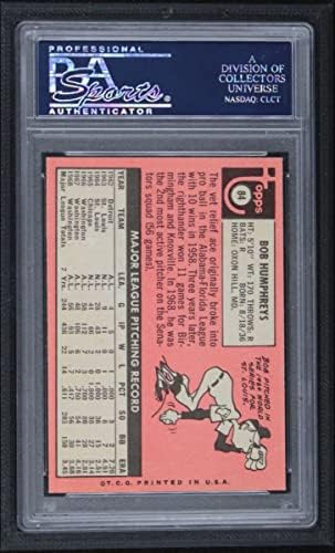 1969 TOPPS # 84 BOB HUMPHREYS Senadores de Washington PSA PSA 9.00 Senadores