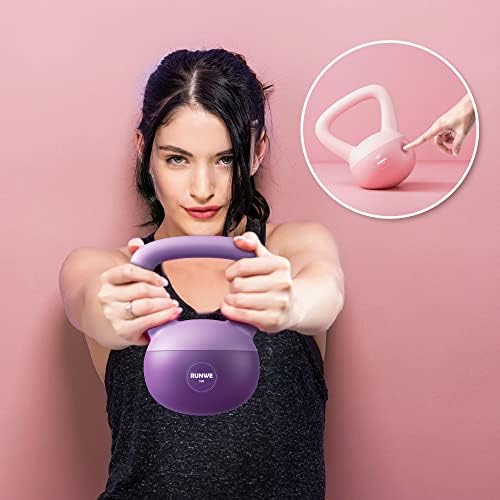 Runwe Soft Kettlebell - Pesos manuais à prova de choque, de areia de ferro, treinamento de força de Kettlebells 5lb 10lb e 15 lb opcional para homens ou crianças de diferentes níveis