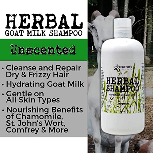 Fazenda de Legend's Creek, shampoo de leite de cabra de ervas, limpeza e suavemente, calêndula, Roseiph e ginseng, intensa suavidade e brilho, para cabelos secos e danificados, feitos à mão nos EUA, 16 fl. Oz