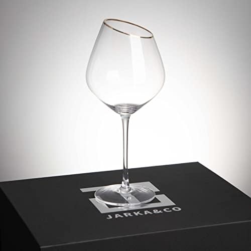 Jarka & Co Golden Rimmed Diagonal Cut Wine Glass Botting água potável, suco, coquetel, cerveja, copo de bar elegante,