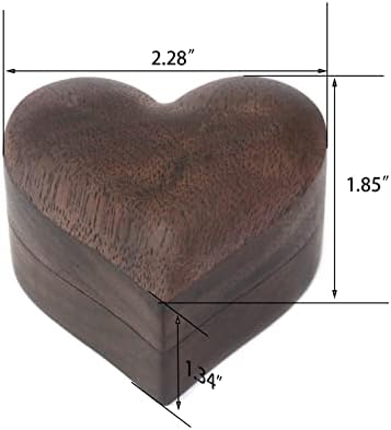 Caixa de anel de proposta portátil de madeira de nogueira preta Tighall, caixa de anel de anel de veludo de veludo macio em forma de
