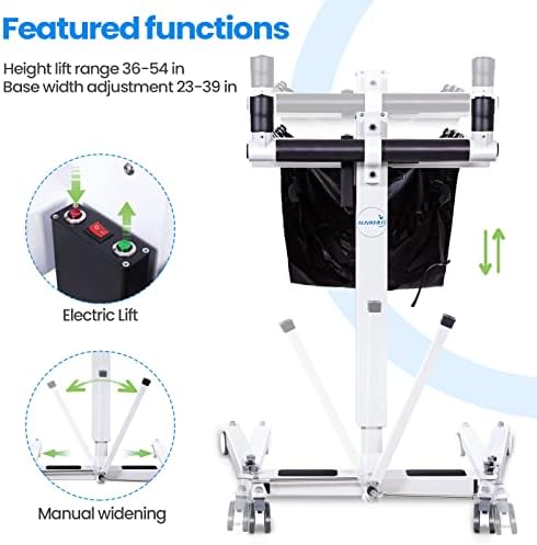 Auvkmuy Electric Patient Lift para casa, cadeira de transferência de transferência de carro dobrável, cadeira de rodas, cadeira