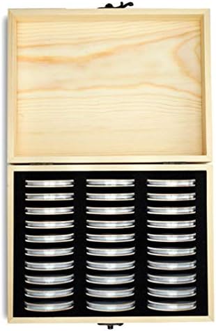 Caixa de coleta de moedas de nuobesty Caps de moedas de madeira cápsulas de madeira 30 slots Slots Moedas Protetor Armazenamento