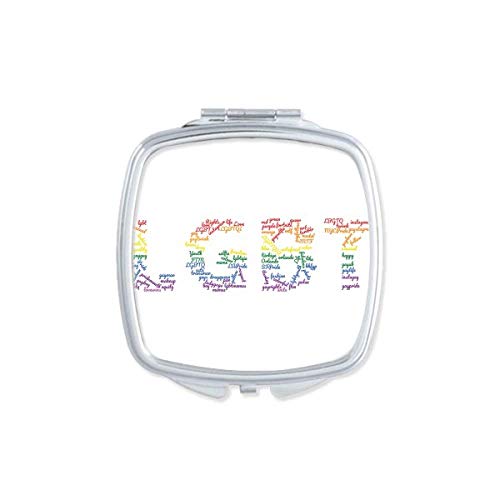 LGBT Rainbow Wordcloud Art Deco Presente Moda Moda Espelho Portátil Compact Pocket Maquia